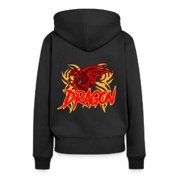Dragon - Frauen Premium Bio Hoodie - Schwarz - Hinten - Julia (174cm)
