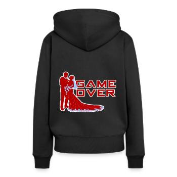 game over - Frauen Premium Bio Hoodie - Schwarz - Hinten - Julia (174cm)