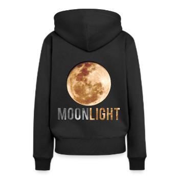 pleine lune nocturne - Sweat à capuche Premium bio Femme - noir - Dos - Julia (174cm)
