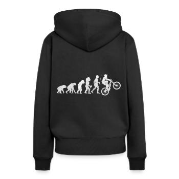 Fahrrad Evolution Entwicklung Steinzeit Freizeit - Frauen Premium Bio Hoodie - Schwarz - Hinten - Julia (174cm)