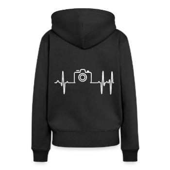 Kamera - Frauen Premium Bio Hoodie - Schwarz - Hinten - Julia (174cm)