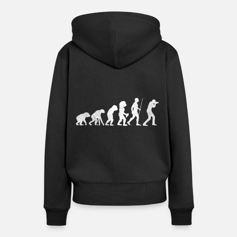 Camera Photographer Stone Age Evolution Evolution - Women’s Premium Organic Hoodie - black