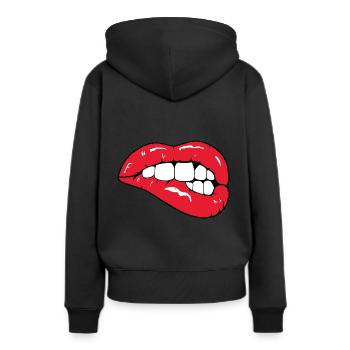 lèvres rouges - Sweat à capuche Premium bio Femme - noir - Dos - Julia (174cm)