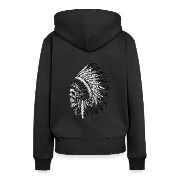 Indianischer Ureinwohner-Schädel - Frauen Premium Bio Hoodie - Schwarz - Hinten - Julia (174cm)