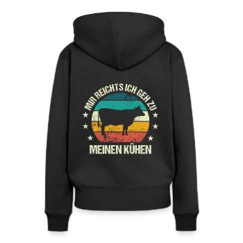 Kühe Bauer Rind Landwirt Kuh Lustiger Spruch - Frauen Premium Bio Hoodie - Schwarz - Hinten - Julia (174cm)