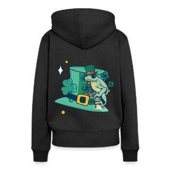 Chapeau Grenouille Lucky Charm Quark Amphibiens Cadeau - Sweat à capuche Premium bio Femme - noir - Dos - Julia (174cm)