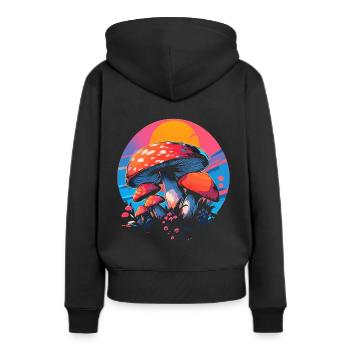 Amanite tue-mouches - Sweat à capuche Premium bio Femme - noir - Dos - Julia (174cm)