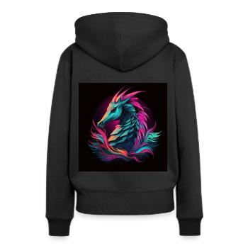 l hippocampe bi colore - Sweat à capuche Premium bio Femme - noir - Dos - Julia (174cm)