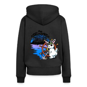 Hase Pirat Freibeuter Piraterie Fantasy Seemann - Frauen Premium Bio Hoodie - Schwarz - Hinten - Julia (174cm)