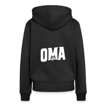 Oma - Babyfüße - Frauen Premium Bio Hoodie - Schwarz - Hinten - Julia (174cm)