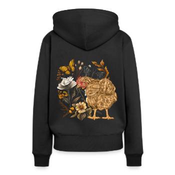 poulet, poulet, poule, nature, amoureux des animaux, amoureux des animaux - Sweat à capuche Premium bio Femme - noir - Dos - Julia (174cm)