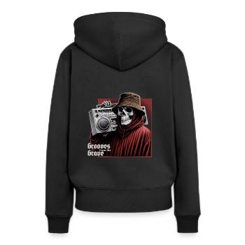 Grim Reaper Graphic - Frauen Premium Bio Hoodie - Schwarz - Hinten - Julia (174cm)