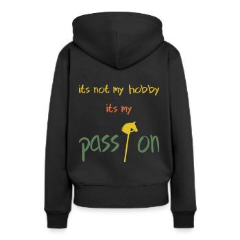 hobby horsing passion - Frauen Premium Bio Hoodie - Schwarz - Hinten - Julia (174cm)