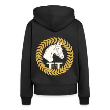 Pferdesport Turniertrottel - Frauen Premium Bio Hoodie - Schwarz - Hinten - Julia (174cm)