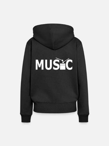DRUM MUSIC WHITE - Frauen Premium Bio Hoodie - Schwarz