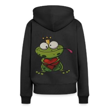 Grenouille au cœur du roi grenouille - Sweat à capuche Premium bio Femme - noir - Dos - Julia (174cm)