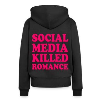 social media killed romance - Sweat à capuche Premium bio Femme - noir - Dos - Julia (174cm)