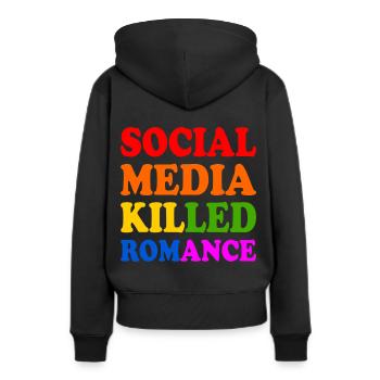 social media killed romance - Frauen Premium Bio Hoodie - Schwarz - Hinten - Julia (174cm)