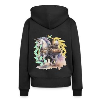 Licornes Licorne Animaux mythiques Fable - Sweat à capuche Premium bio Femme - noir - Dos - Julia (174cm)