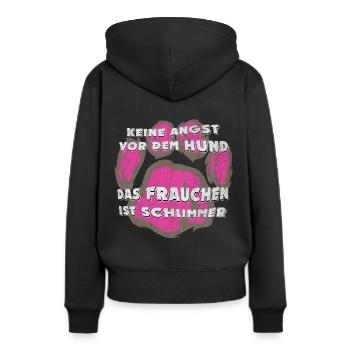 Frauchen ist schlimmer ist gefährlich - Frauen Premium Bio Hoodie - Schwarz - Hinten - Julia (174cm)
