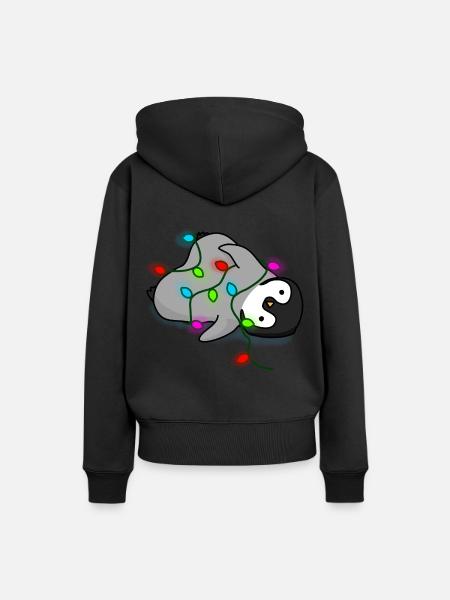 Liegendes Pinguin Baby Weihnachten - Frauen Premium Bio Hoodie - Schwarz