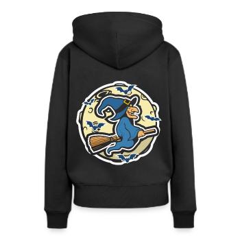 Sorcière au balai de sorcière Halloween - Sweat à capuche Premium bio Femme - noir - Dos - Julia (174cm)