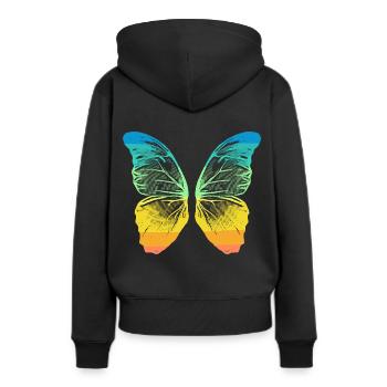2reborn wings butterfly rainbow fluegel schmetterl - Frauen Premium Bio Hoodie - Schwarz - Hinten - Julia (174cm)