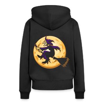 Sorcière au balai de sorcière - Sweat à capuche Premium bio Femme - noir - Dos - Julia (174cm)
