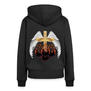 Traversez le paradis l’enfer au-delà de la réincarnation Satan - Sweat à capuche Premium bio Femme - noir - Dos - Julia (174cm)