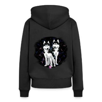 Husky Hunde Hund Haustiere Hundehalter Rassehund - Frauen Premium Bio Hoodie - Schwarz - Hinten - Julia (174cm)