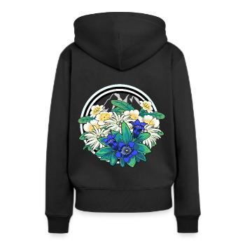 Flore Fleurs sauvages Gentiane Edelweiss Alpes Alm Berg - Sweat à capuche Premium bio Femme - noir - Dos - Julia (174cm)