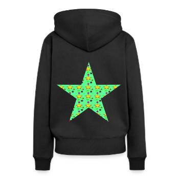 Étoile avec étoiles - Sweat à capuche Premium bio Femme - noir - Dos - Julia (174cm)