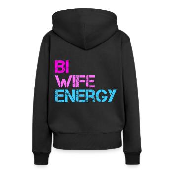 Bi Ehefrau Energie LGBTQ - Frauen Premium Bio Hoodie - Schwarz - Hinten - Julia (174cm)