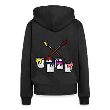 pinceau couleur peintre artiste Travail - Sweat à capuche Premium bio Femme - noir - Dos - Julia (174cm)