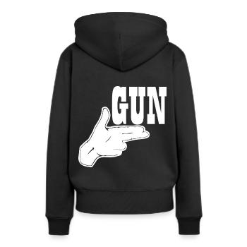 Fusil - Sweat à capuche Premium bio Femme - noir - Dos - Julia (174cm)