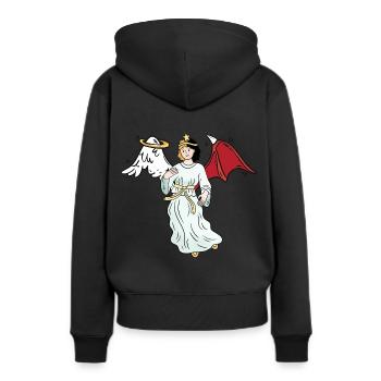 Engel Teufel gut böse Gefühle Emotion Satan Dark - Frauen Premium Bio Hoodie - Schwarz - Hinten - Julia (174cm)