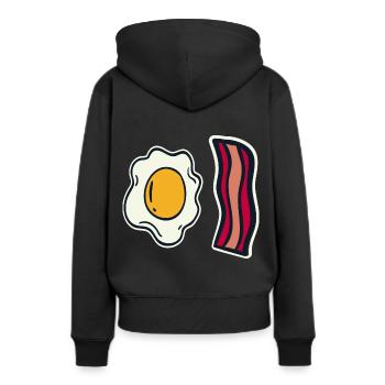 Ei und Speck - Frauen Premium Bio Hoodie - Schwarz - Hinten - Julia (174cm)