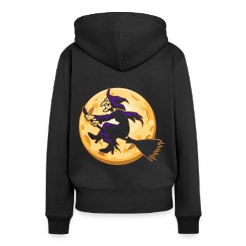 Hexe Hexenbesen Halloween Vollmond - Frauen Premium Bio Hoodie - Schwarz - Hinten - Julia (174cm)