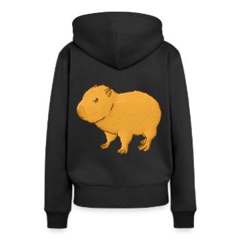 Capybara moelleux - Sweat à capuche Premium bio Femme - noir - Dos - Julia (174cm)