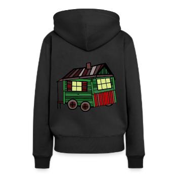 Fière roulotte de cabane en bois constructeur maison - Sweat à capuche Premium bio Femme - noir - Dos - Julia (174cm)