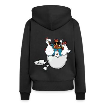 Coquille d’œuf Poulets Oeufs de Pâques Volaille Volaille - Sweat à capuche Premium bio Femme - noir - Dos - Julia (174cm)