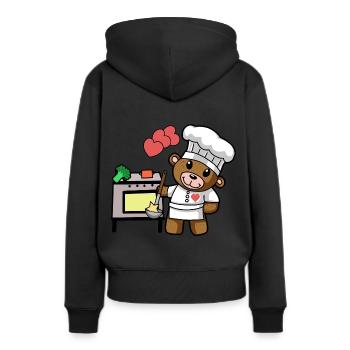 Teddybär Koch kochen Kochkunst Restaurant Küche - Frauen Premium Bio Hoodie - Schwarz - Hinten - Julia (174cm)