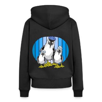 Oiseaux De Mer, Marins, Mouettes, Mouette, Maritime - Sweat à capuche Premium bio Femme - noir - Dos - Julia (174cm)