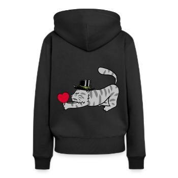Herz Kater Liebeskummer Schmerz Valentin Liebe - Frauen Premium Bio Hoodie - Schwarz - Hinten - Julia (174cm)