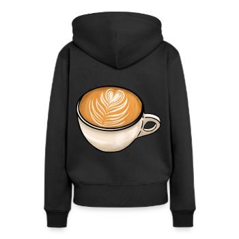 Café Cappuccino Fern - Sweat à capuche Premium bio Femme - noir - Dos - Julia (174cm)
