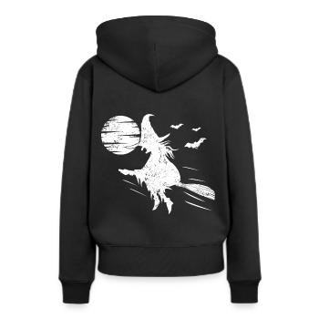 Hexe Hexenbesen Halloween Vollmond - Frauen Premium Bio Hoodie - Schwarz - Hinten - Julia (174cm)