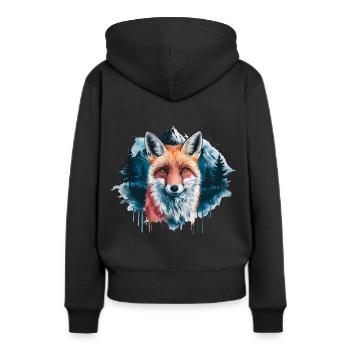 Renard, Aquarelle, Forêt, Renards, Nature, Renard roux - Sweat à capuche Premium bio Femme - noir - Dos - Julia (174cm)