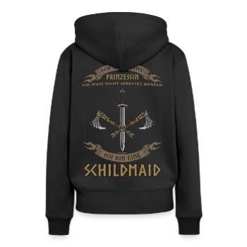 Bouclier Jeune Fille Pas Princesse Viking - Sweat à capuche Premium bio Femme - noir - Dos - Julia (174cm)