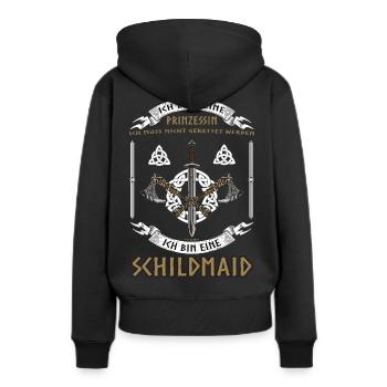 Ich bin keine Prinzessin sondern eine Schildmaid - Frauen Premium Bio Hoodie - Schwarz - Hinten - Julia (174cm)