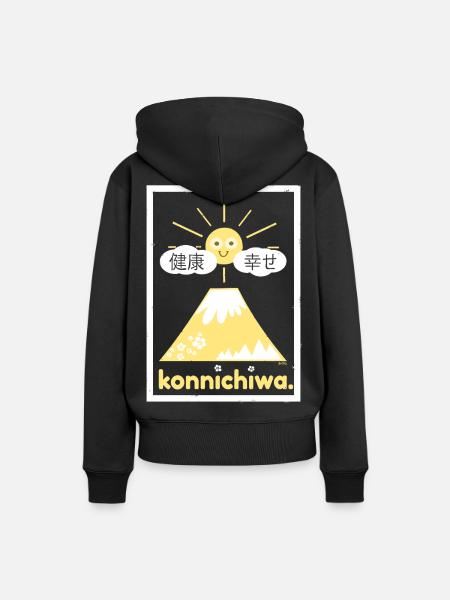 konnichiwa. drôlig. - Frauen Premium Bio Hoodie - Schwarz